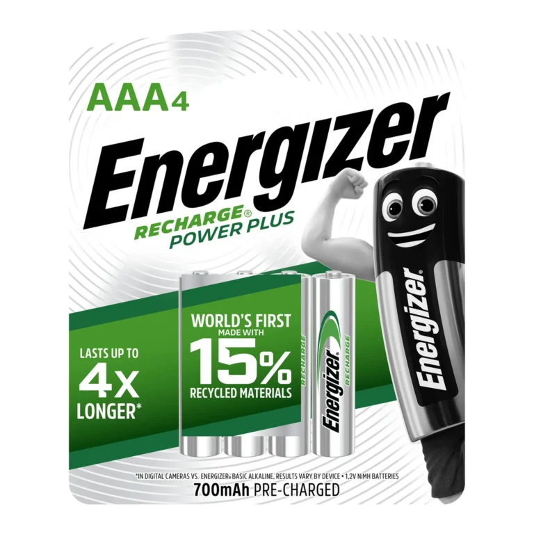 Energizer Recharge AAA NiMH Rechargeable Batteries, 700 mAh, 4 Pack