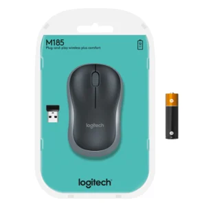 Logitech M185 Wireless Mouse, No software or setup hassles-start, Advanced 2.4 GHz wireless connectivity, 1 AA batteries – Swift Gray | 910-002235