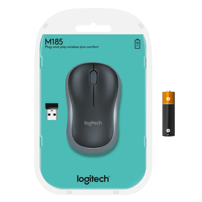 Logitech M185 Wireless Mouse, Swift Grey | 910-002235