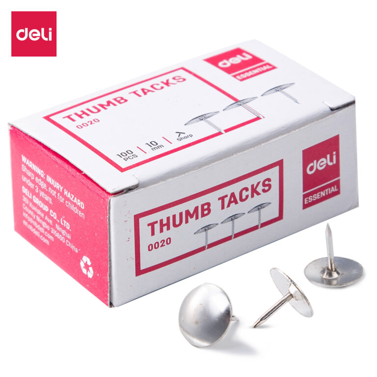 Deli 10mm Silver Thumb Tacks, 100 Pieces