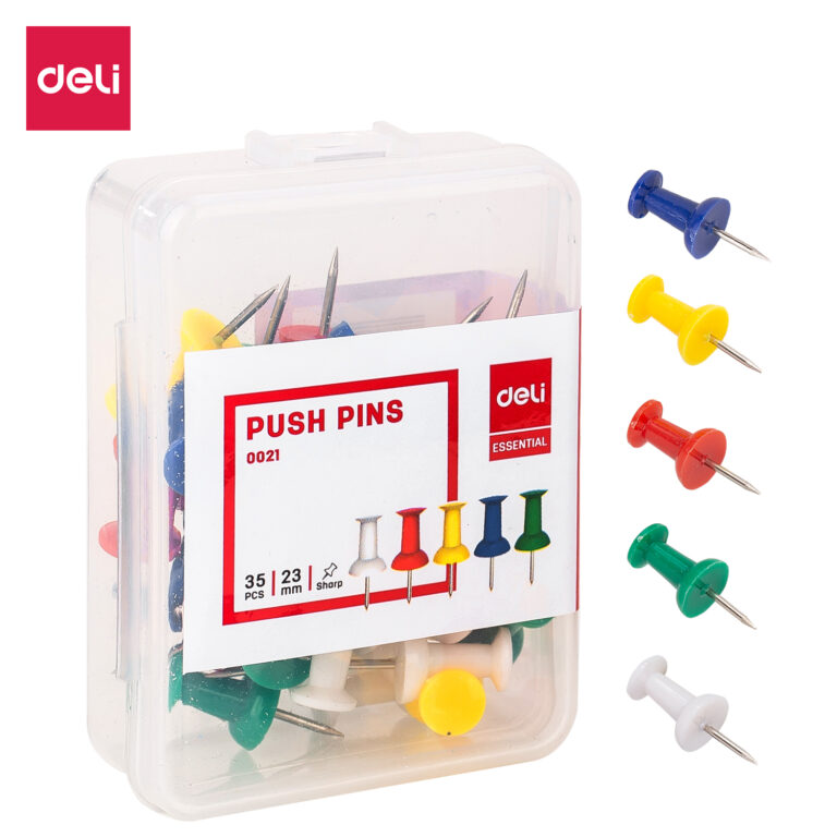 Deli E0021 Assorted Push Pins, Pack of 35