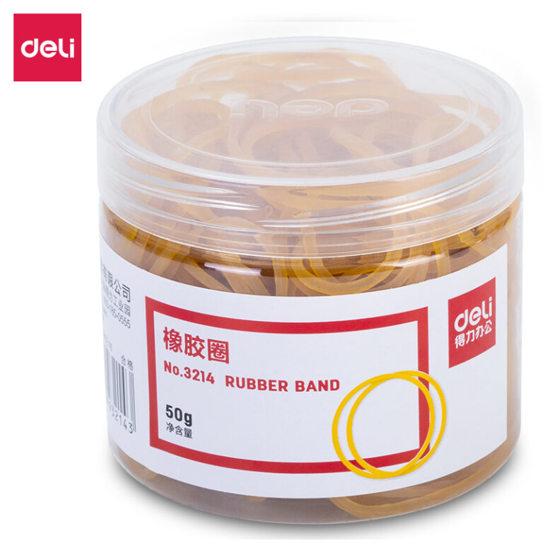 Deli 70mm Rubber Bands 50g – Beige Office Bands