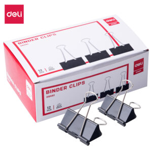 Deli Black Binder Clips 51mm (1X12)