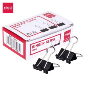 Deli Black Binder Clips 19mm (1X12)