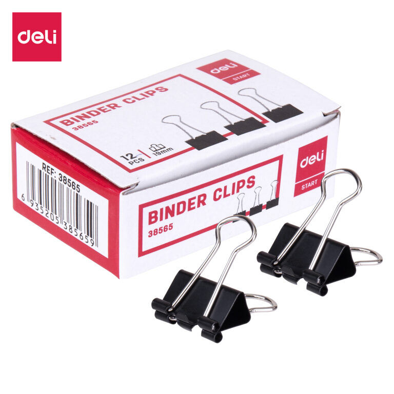 Deli Black Binder Clips, 19 mm, Pack of 12
