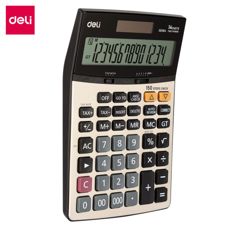 Deli Dual Power Calculator Plastic 150 Steps 14 Digits