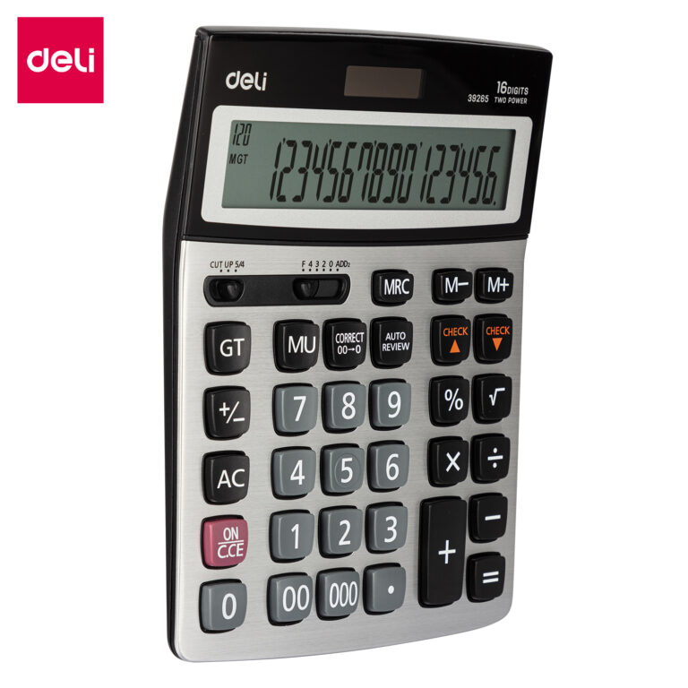 Deli Dual Power Calculator Metal 120 Steps 16 Digits