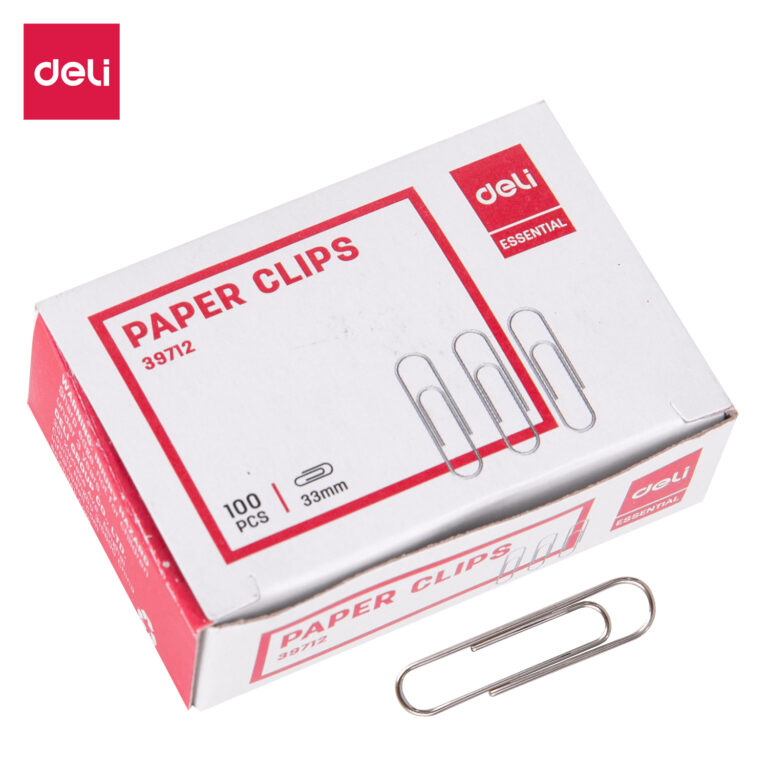 Deli Nickel Plated Paper Clips 33mm (1×100)