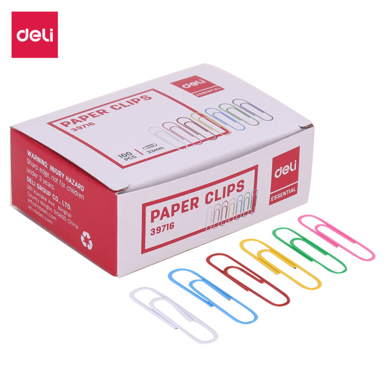 Deli Colored Paper Clip 33 mm (Astd) 1×100