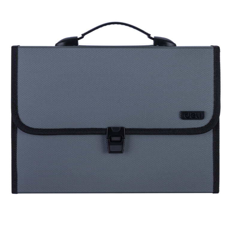 Deli E5556 A4 Expanding File, 13 Pockets, Push Lock Closure, with Handle