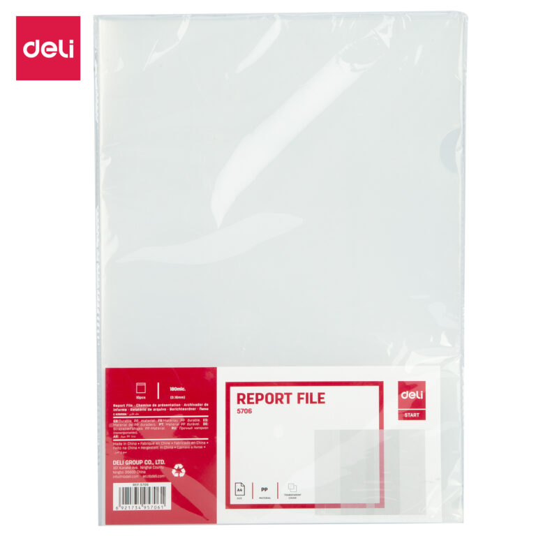 Deli E5706 A4 Clear L-Folders, 0.18mm PP, Pack of 10
