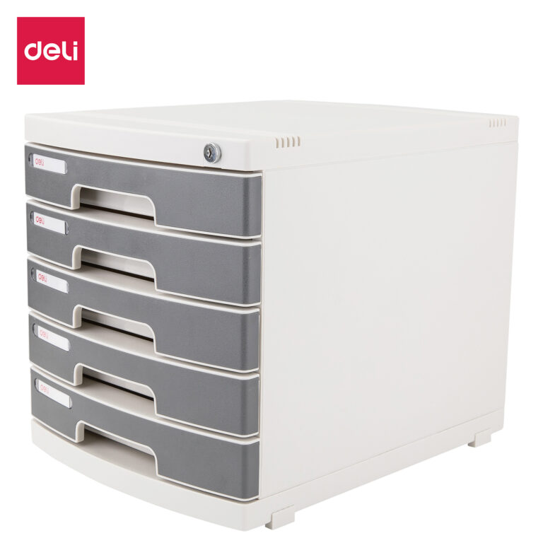 5-Drawer Cabinet With Lock (Pale Grey) Deli