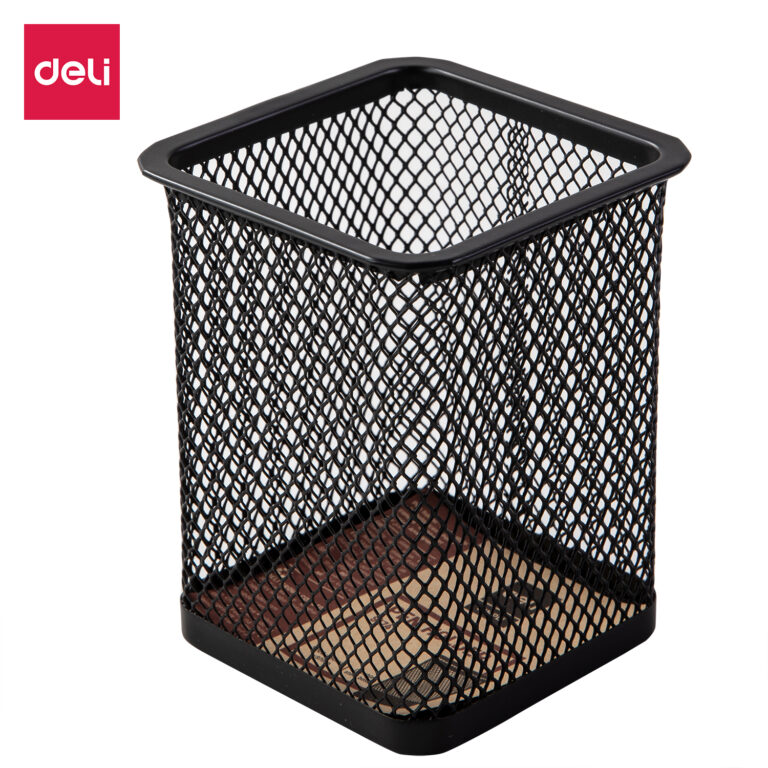 Deli E9174 Square Mesh Desk Organiser, Black, 80 × 80 × 90 mm