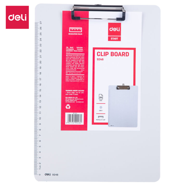 Deli A4 Single Side Pressure Clip Board W/Meas (Grey)