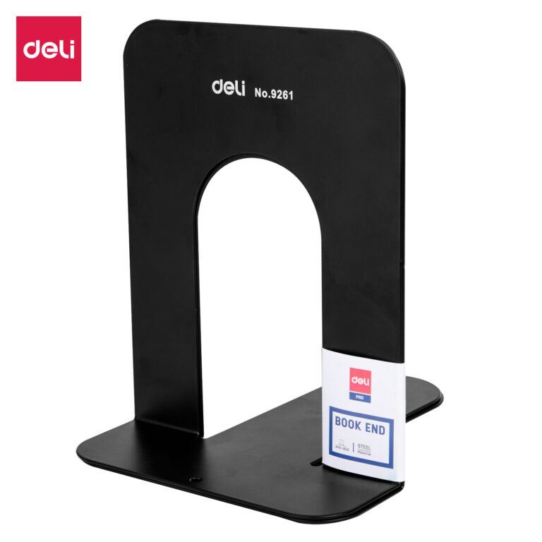 Deli E9261 Steel Bookends, 6.5 in Size, Black, Pair of 2