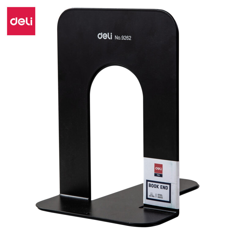 Deli E9262 Steel Bookends, 7.5 in Size, Black, Pair of 2