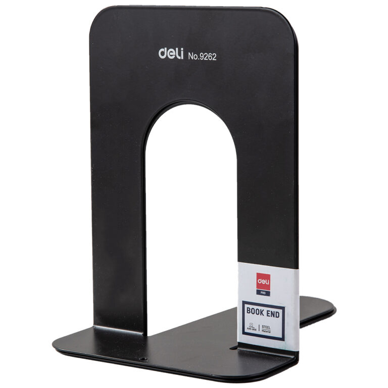 Deli E9262 Steel Bookends, 7.5 in Size, Blue, Pair of 2