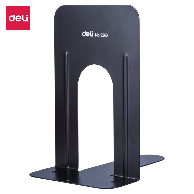 Deli E9263 Steel Bookends, 9 in Size, Black, Pair of 2
