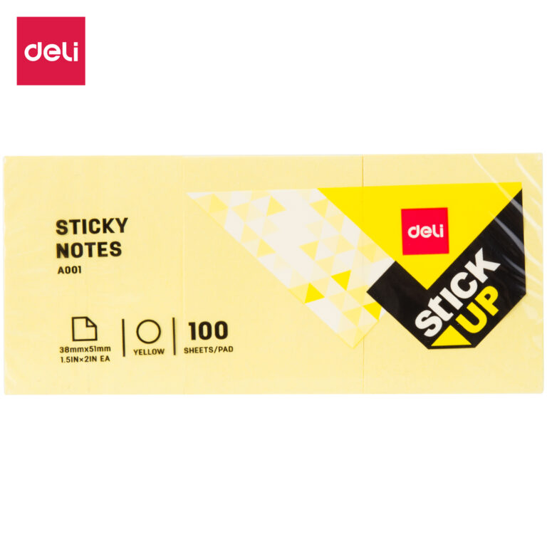 Deli Sticky Note 1.5×2 Yellow 38x51mm (3×100) (1×12)