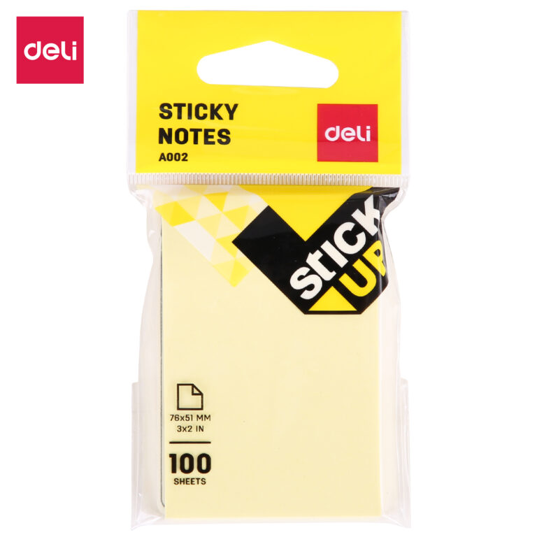 Deli Sticky Note Yw Hang/Type 3×2 100 Sh (1×12)
