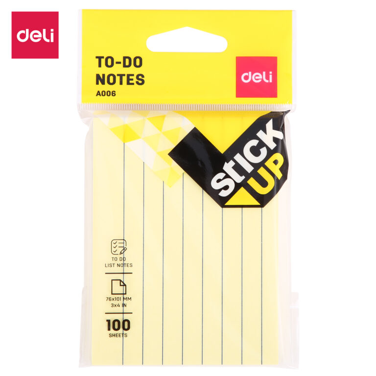 Deli Lined Sticky Note 3×4 YL (1×12)