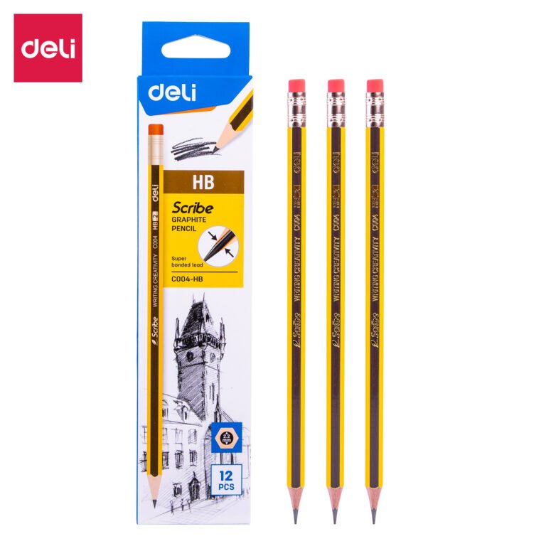 Deli Graphite Pencil HB W/ Eraser (1×12) | EC004-HB