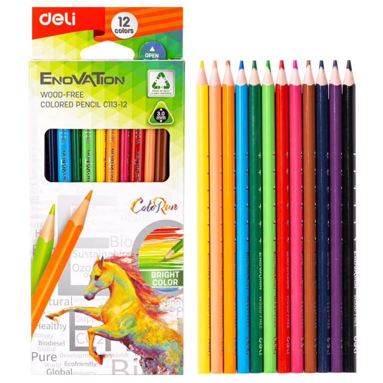 Deli Enovation Wood Free Color Pencil 12 Colors | EC113-12