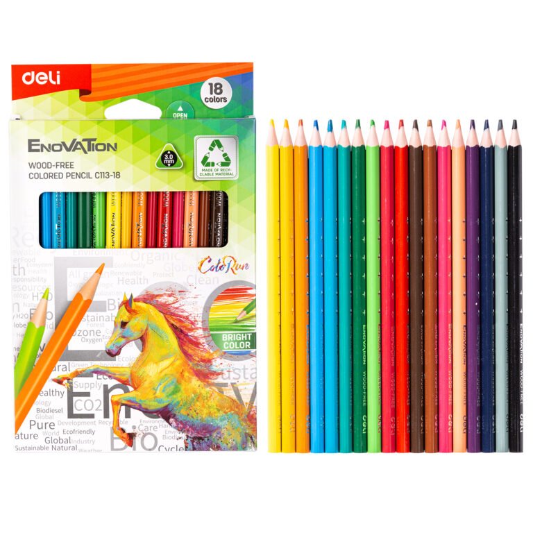 Deli Enovation Wood Free Color Pencil 18 Colors | EC113-18