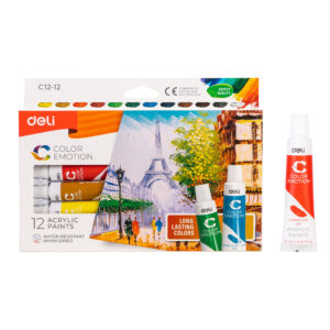 Deli Acrylic Colors 12 Colors, 12ml