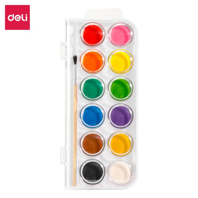 Deli Water Color Cake Paint 12 Colors With Brush