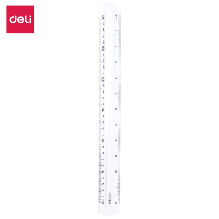 Deli EG00312 Transparent Ruler, 30 cm, Metric and Inch Scales