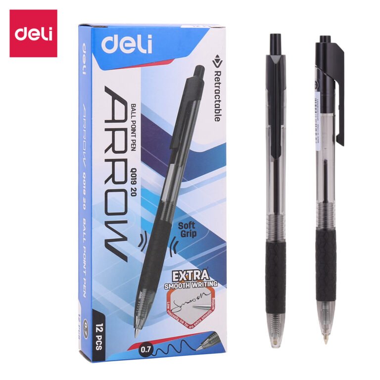 Deli EQ01920 Ballpoint Pens, 0.7 mm, Black, Pack of 12