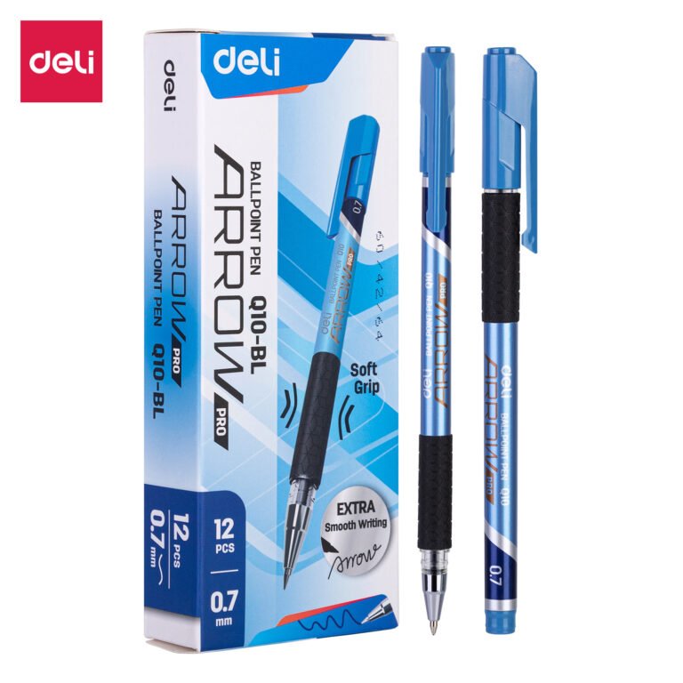 Deli EQ10-BL Ballpoint Pens, 0.7 mm, Blue, Pack of 12