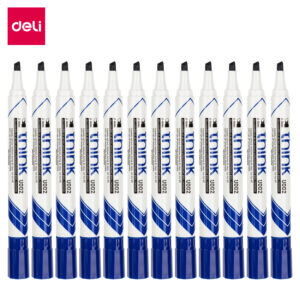 Deli BL Dry Erase Marker Blue Chisel (1×12)