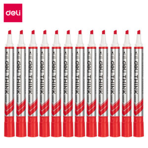 Deli RD Dry Erase Marker Red Chisel (1×12)