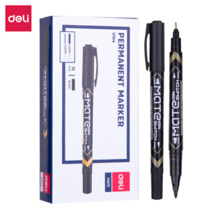 Deli Dual Tip Permanent Black 0.5mm/1.0mm (1×12)
