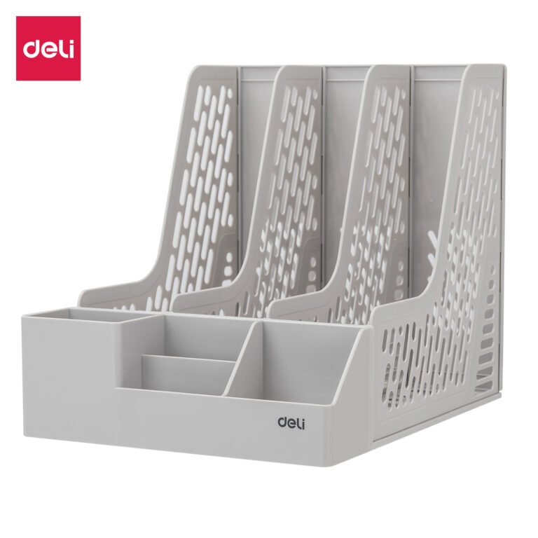 Deli Magazine Rack 3pcs Attached W/organiser (Grey) | EZ00112
