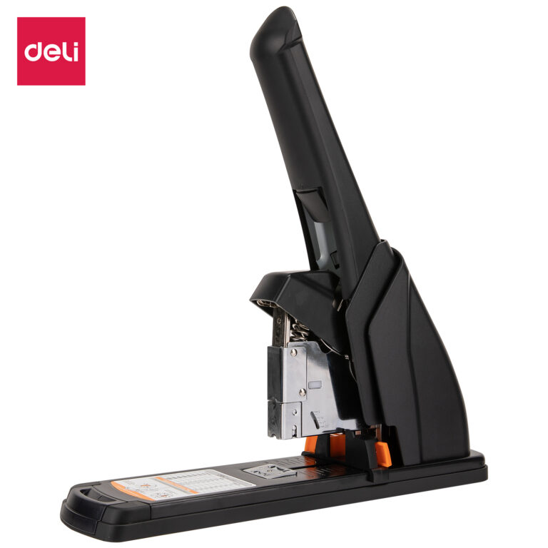 Deli Effort-Saving Heavy Duty Stapler, 210-Sheet Capacity, Black