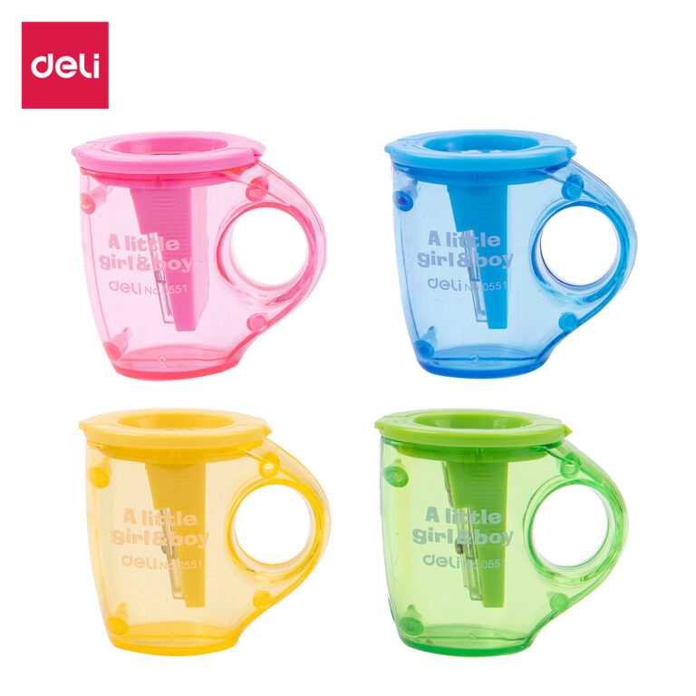 Deli 2-Hole Pencil Sharpener, Cup Canister