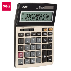 Deli Dual Power Calculator Metal 150 Steps 14 Digits