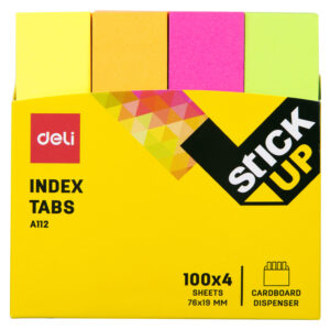 Deli Index Tab Paper 76x19mm (Asst) (1×12)