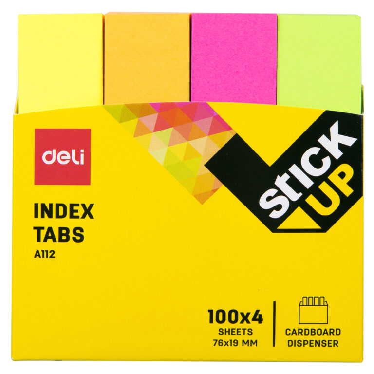 Deli Index Tab Paper 76x19mm (Asst) (1×12)