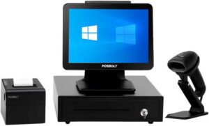 POSBOLT All-in-One POS System Combo POSBOLT i5 8GB 256GB SSD, 15″ Touch Screen with VFD, Printer, Cash Drawer & Barcode Scanner, Black | P609 Core i5-5250U