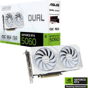 ASUS Dual GeForce RTX 5060 White OC Edition 8GB GDDR7 Graphics Card | 90YV0N15-M0NA00