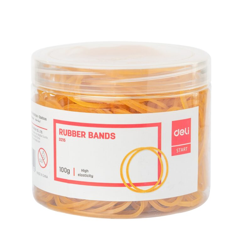 Deli 70mm Rubber Bands 100g – Beige Office Bands