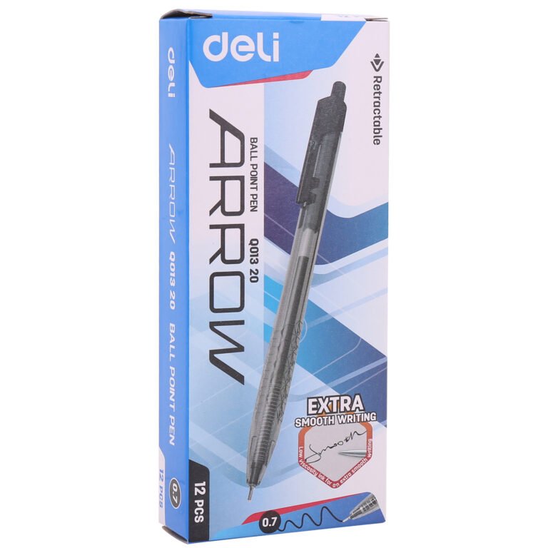 Deli EQ01320 Ballpoint Pens, 0.7 mm, Black, Pack of 12