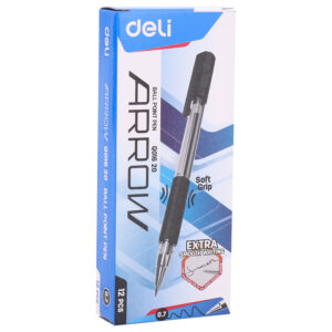Deli Smooth Ball Point Pen 0.7mm (1×12) (BK) Arrow