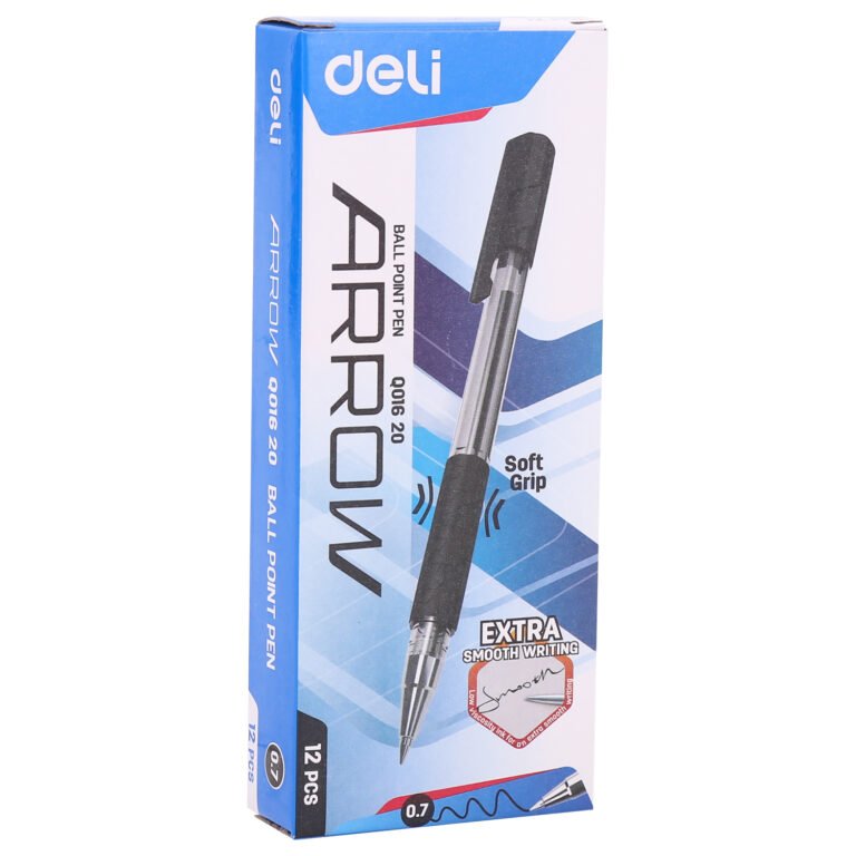 Deli EQ01620 Ballpoint Pens, 0.7 mm, Black, Pack of 12