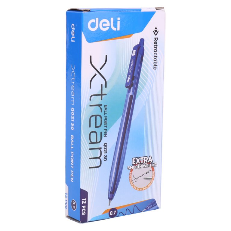 Deli EQ02130 Ballpoint Pens, 0.7 mm, Blue, Pack of 12