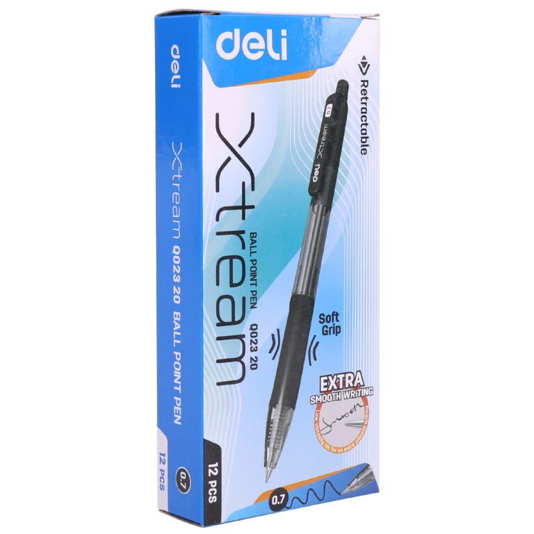 Deli EQ02320 Ballpoint Pens, 0.7 mm, Black, Pack of 12